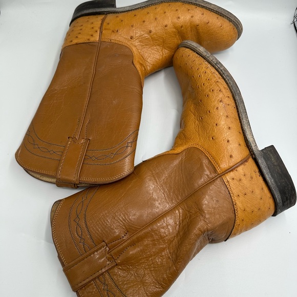 Justin Vintage Ostrich Leather Western Boots Women’s Size 6 B - Picture 7 of 10